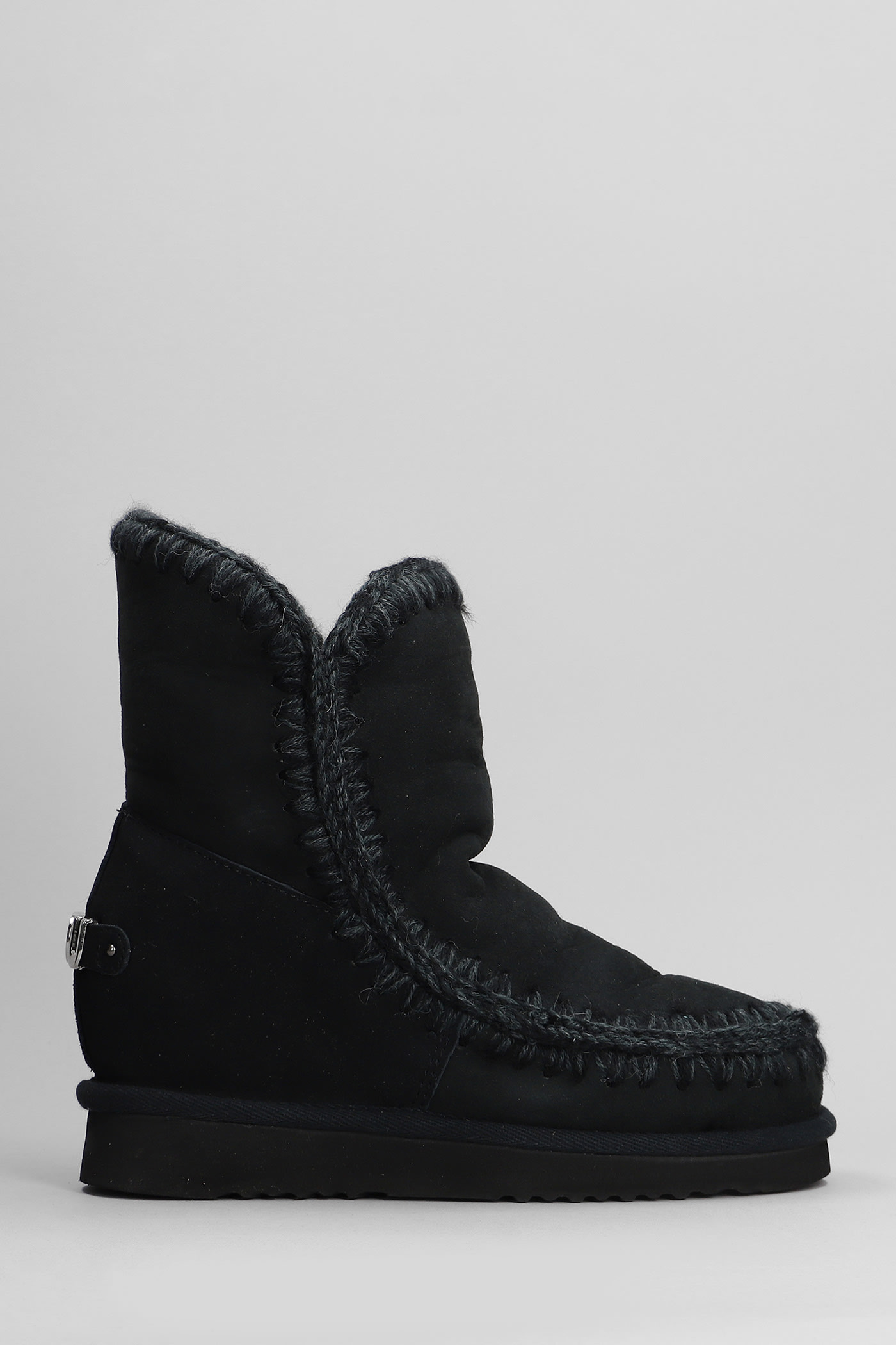 MOU INNER WEDGE ANKLE BOOTS INSIDE WEDGE IN BLACK SUEDE 