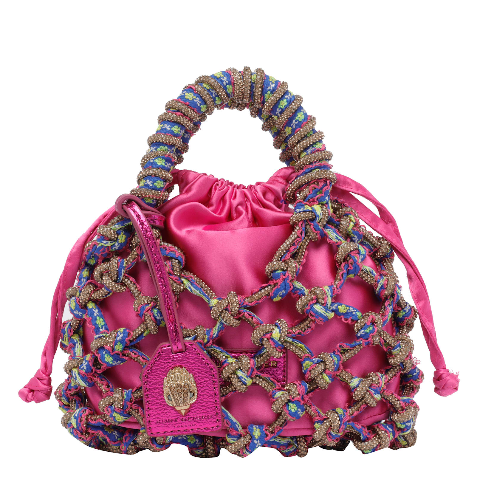 Kurt Geiger Small Macrame Crystal Handbag In Red