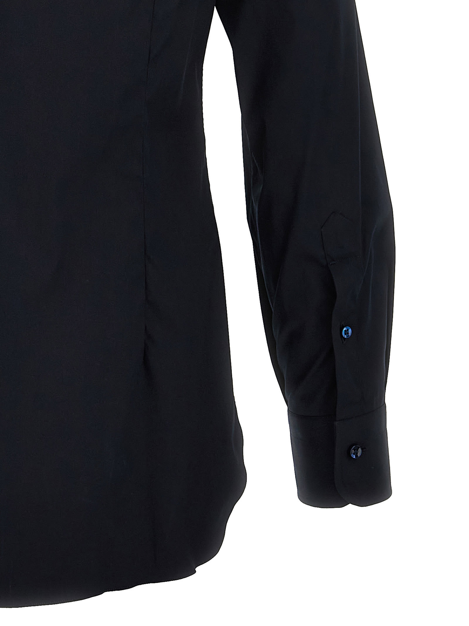 Barba Napoli Tailored Shirt With Long Cuffed Sleeves In Black