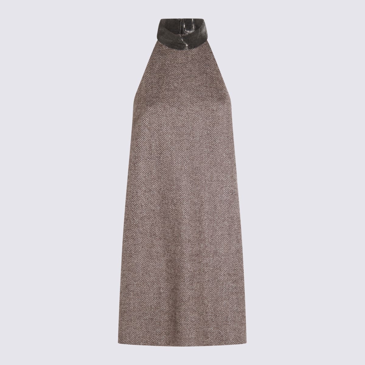 Brunello Cucinelli Brown Cashmere Dress In Multi