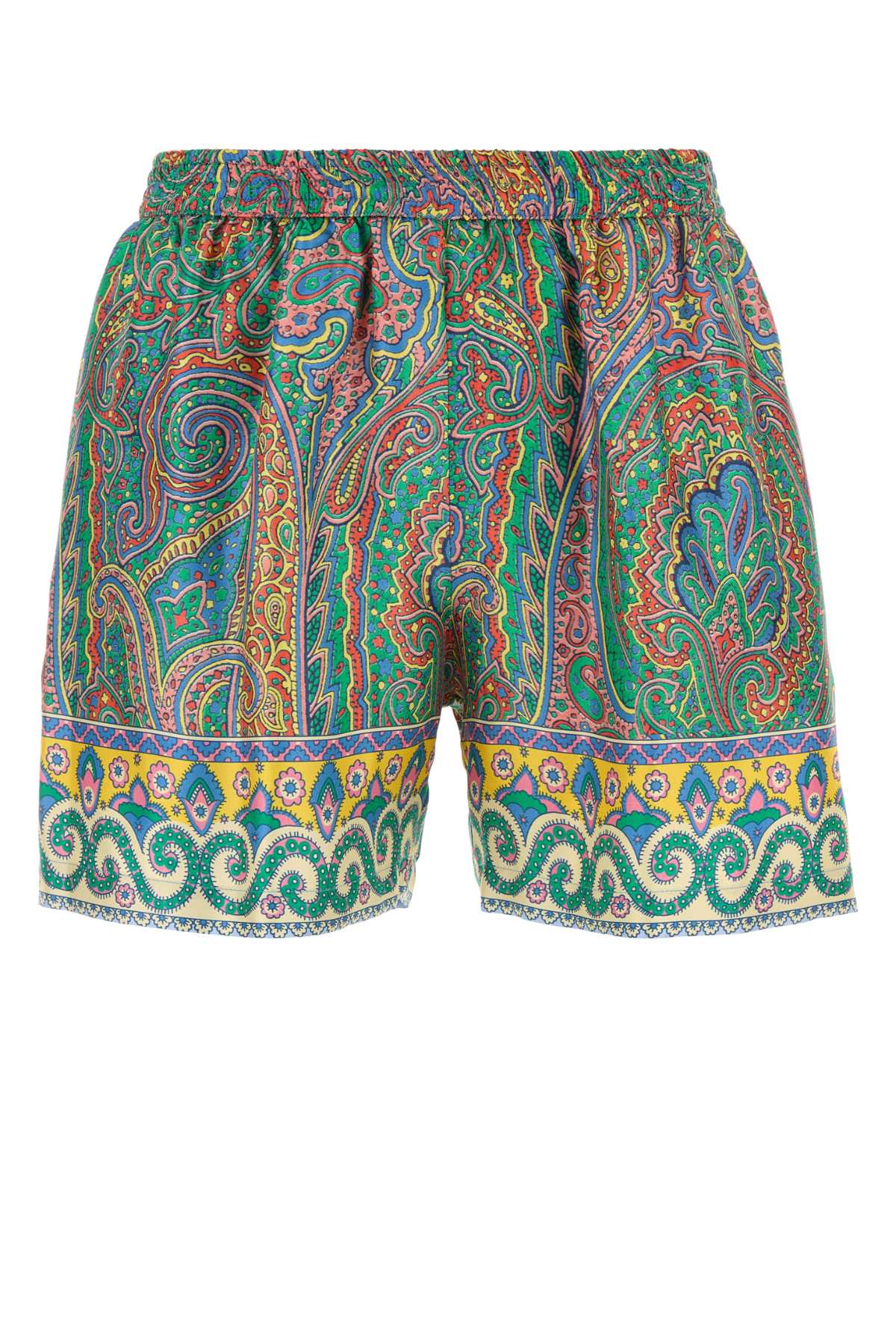 Etro Paisley Silk Shorts With Intricate Hem Detailing