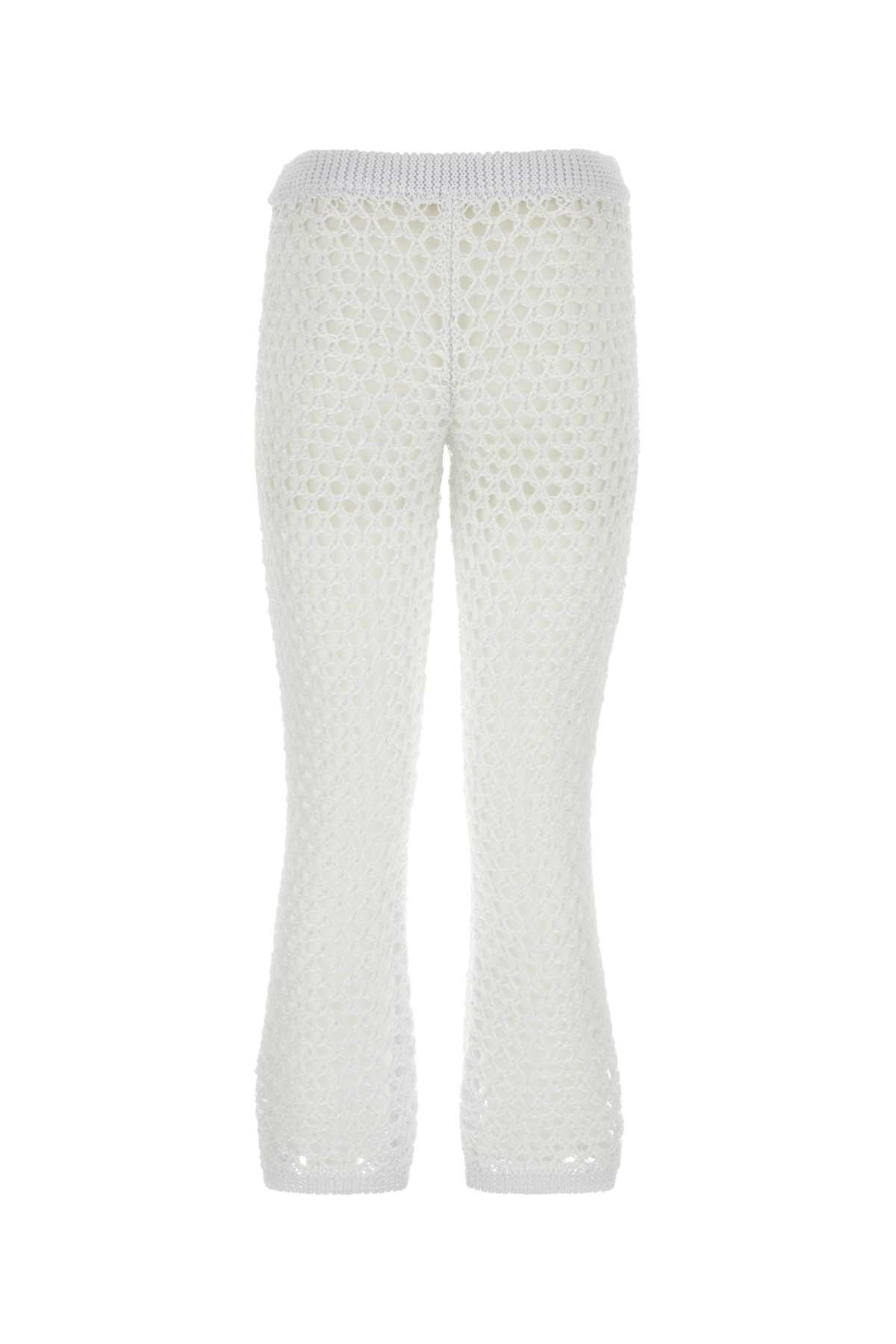 Shop Valentino White Mesh Garavani Escape Pant In Bianco