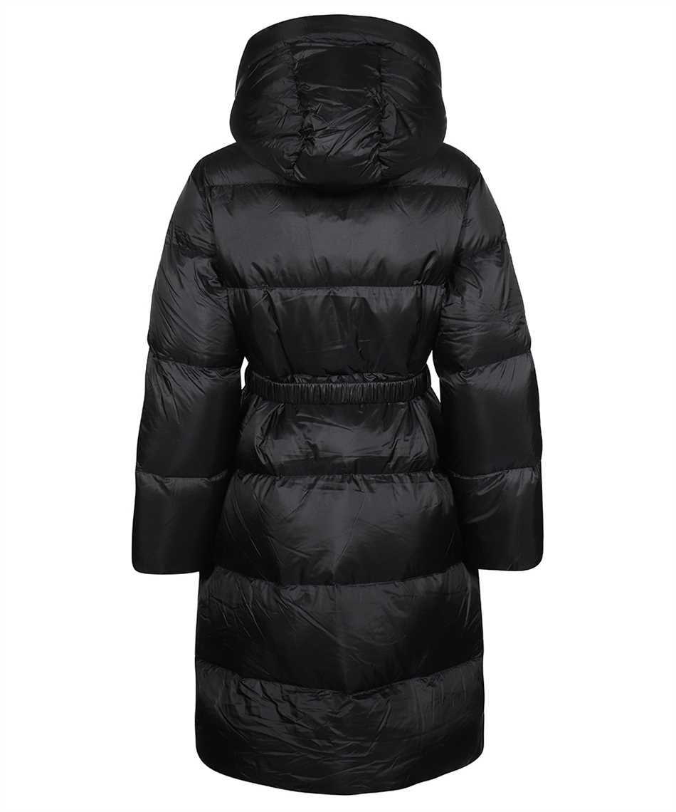 Shop Duvetica Belted Hooded Long Down Jacket In Black