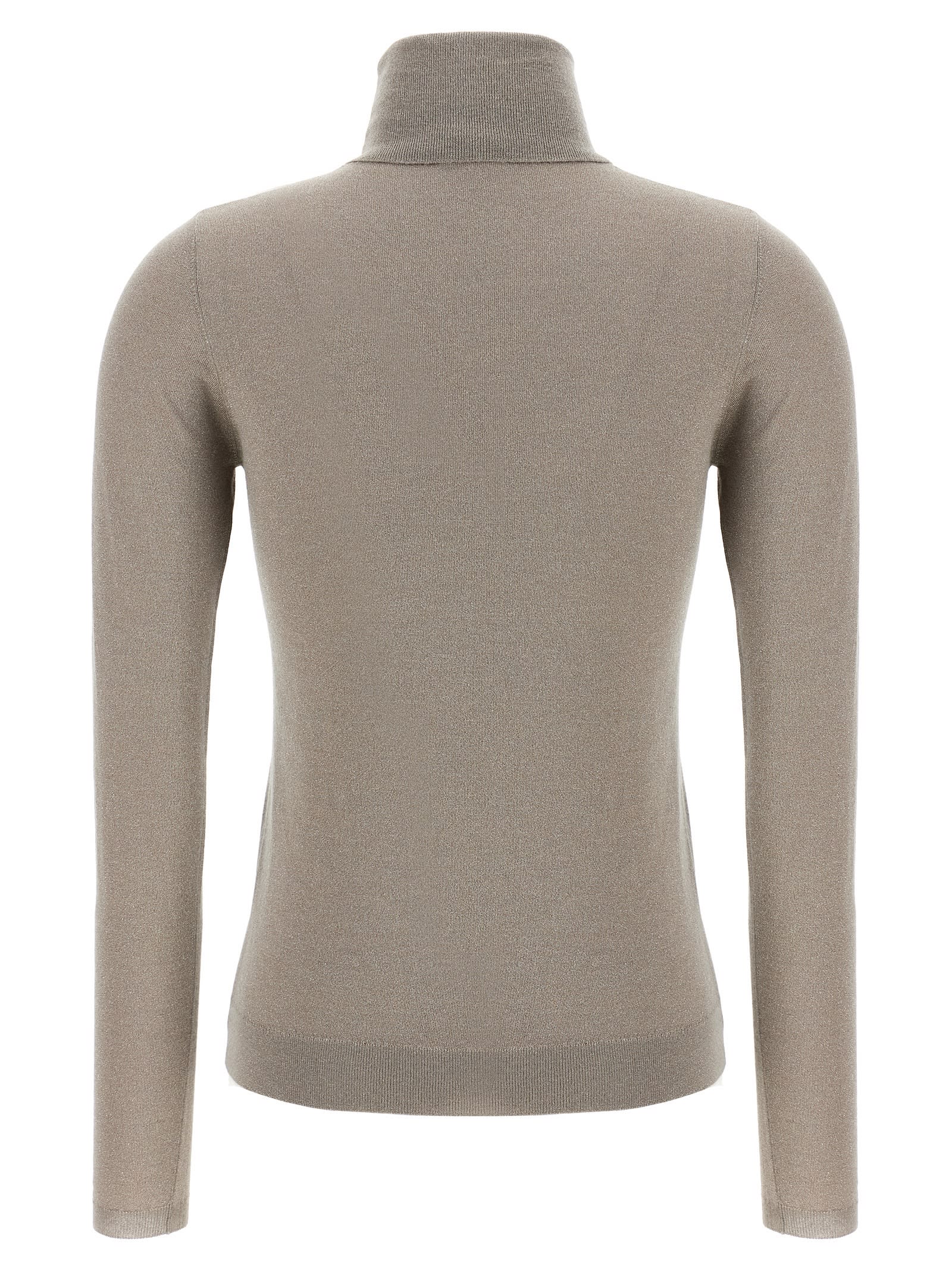 Brunello Cucinelli Sparkling Cashmere And Silk Lightweight Turtleneck Sweater In Neutral