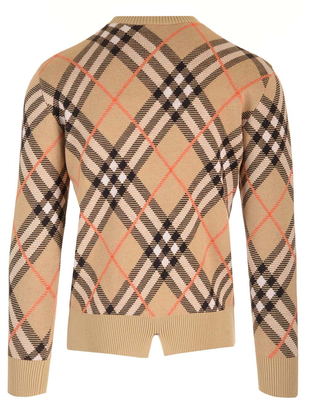 Shop Burberry Long-sleeved Crew Neck Sweater In Brown