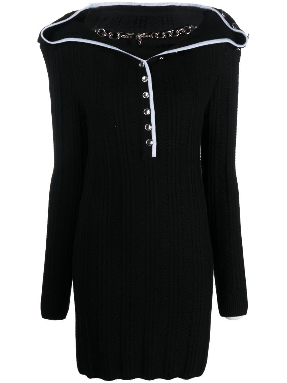 Y/project Evergreen Ruffle Necklace Knit Mini Dress In Evergreen Black
