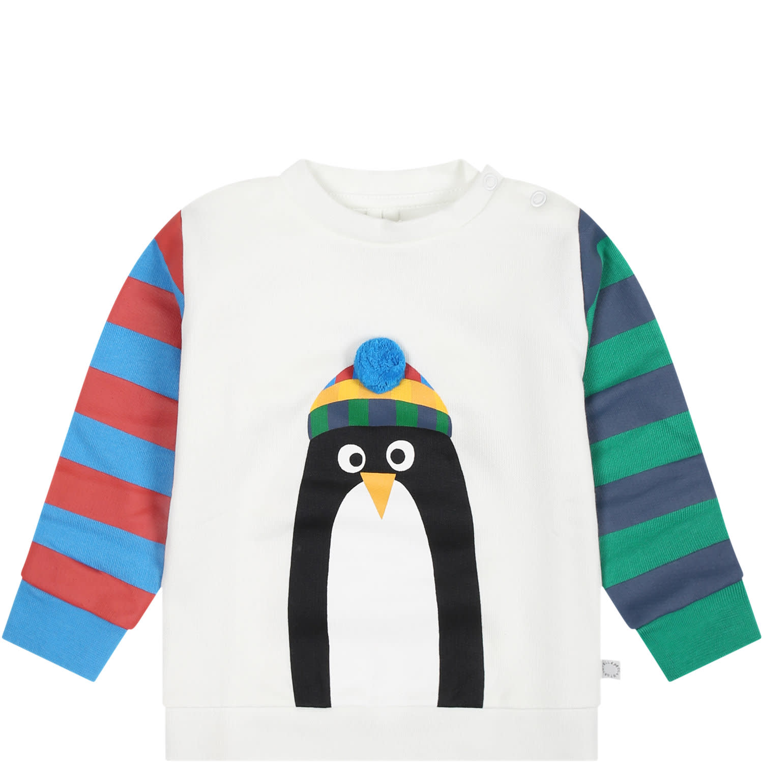 Shop Stella Mccartney White Sweatshirt For Baby Boy With Penguin