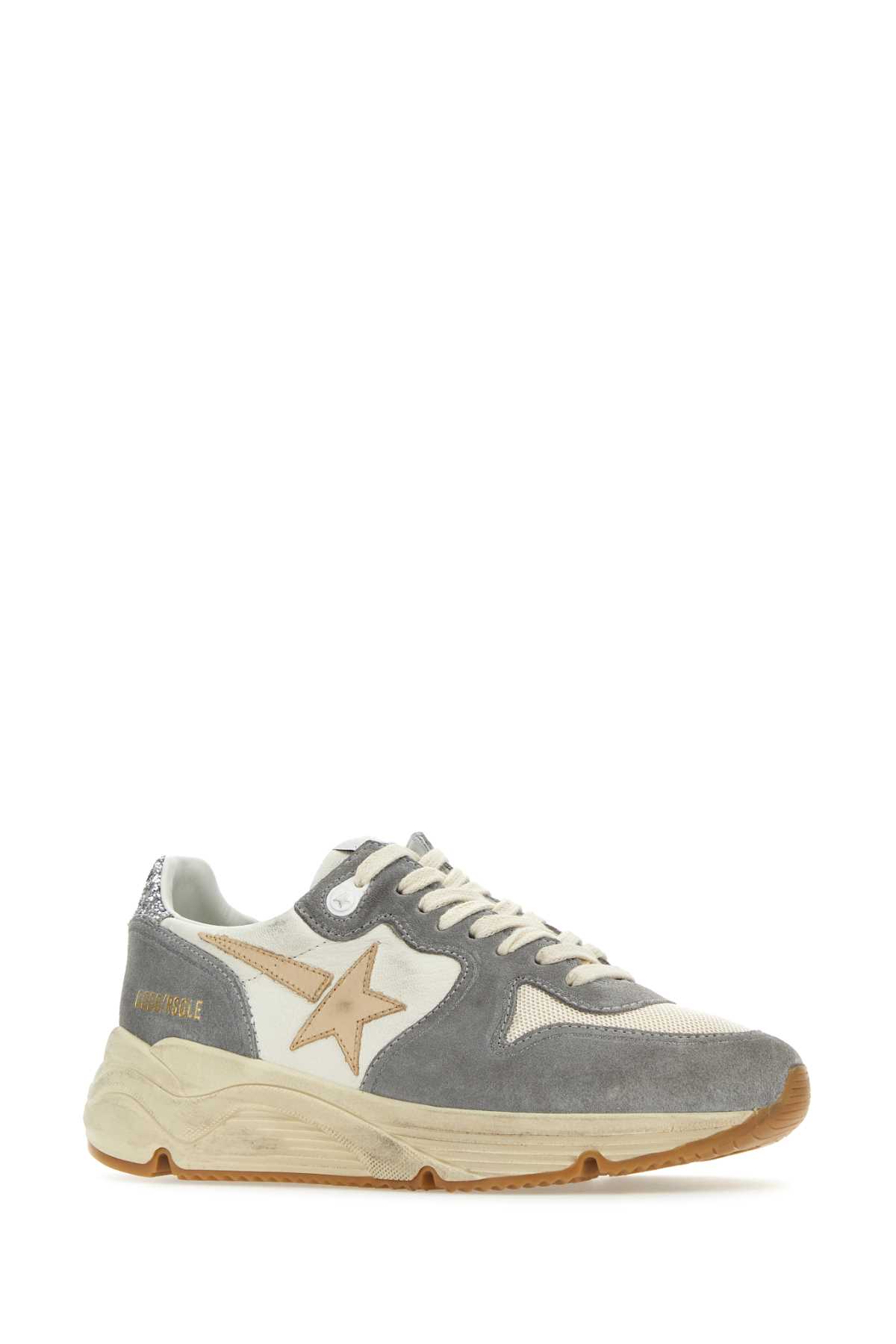 Golden Goose Running Sole "silver/white/cream/smoke" Sneakers In Silverwhitecreamsmokegreysilver