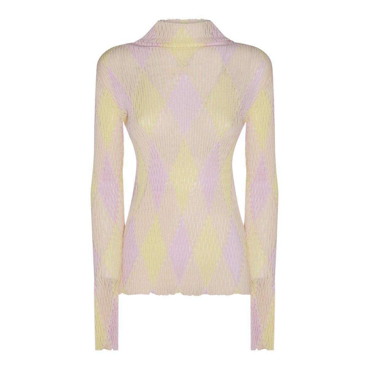 Burberry High-neck Argyle Intarsia-knit Long Sleeved Jumper In Neutral