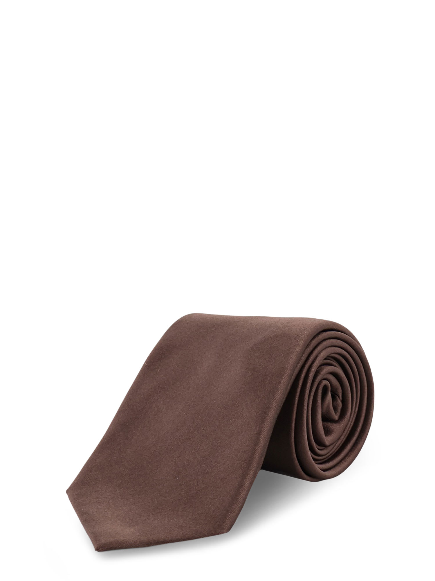 Tom Ford Silk Tie With Wide Blade And Loop In Brown