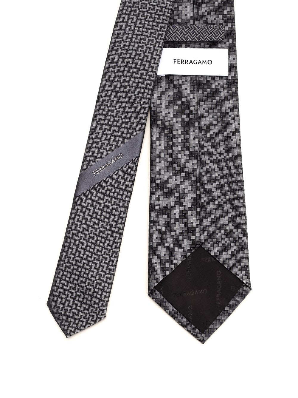 Shop Ferragamo Jacquard Silk Tie In Grey