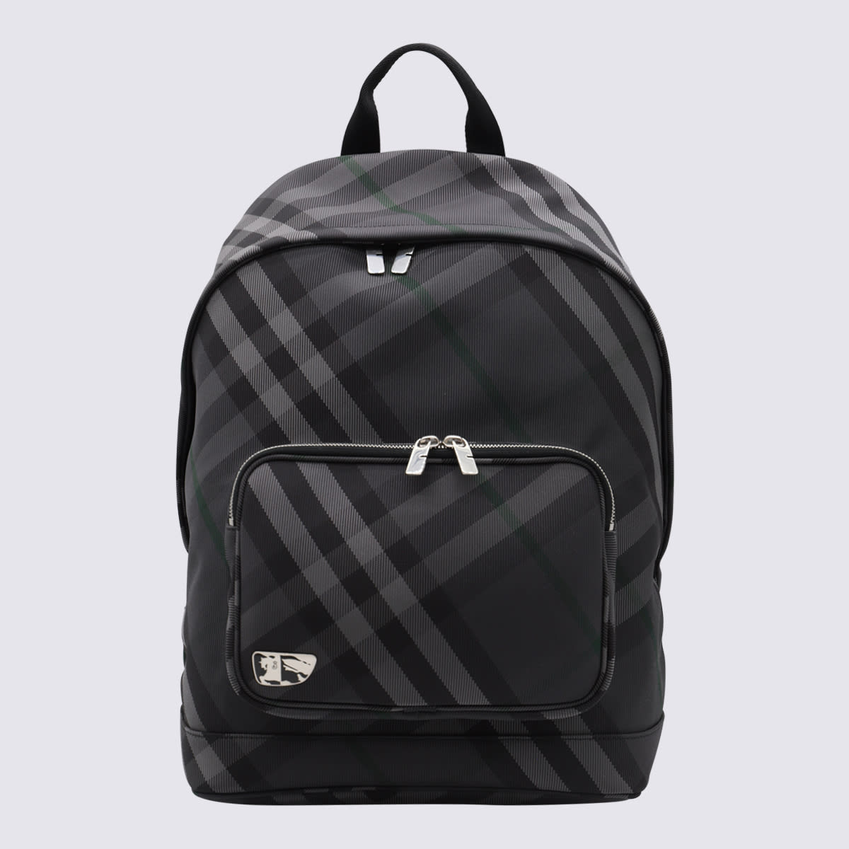 Shop Burberry Black Leather Backpack In Charcoal