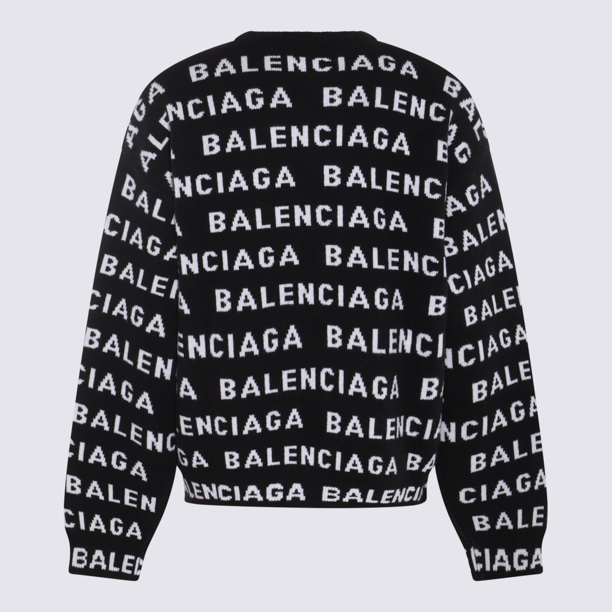 Shop Balenciaga Black And White Wool Knitwear