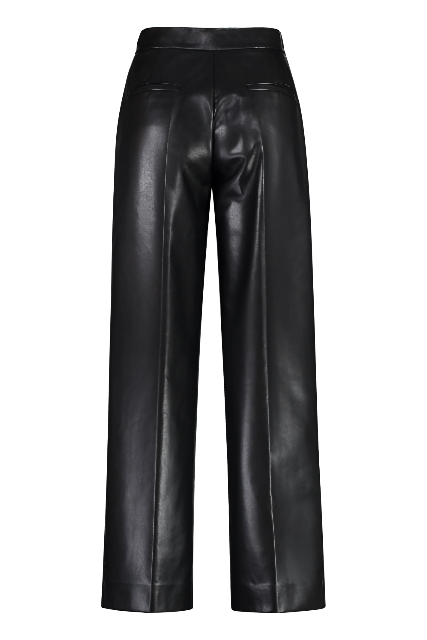 Shop Calvin Klein Faux Leather Trousers In Black