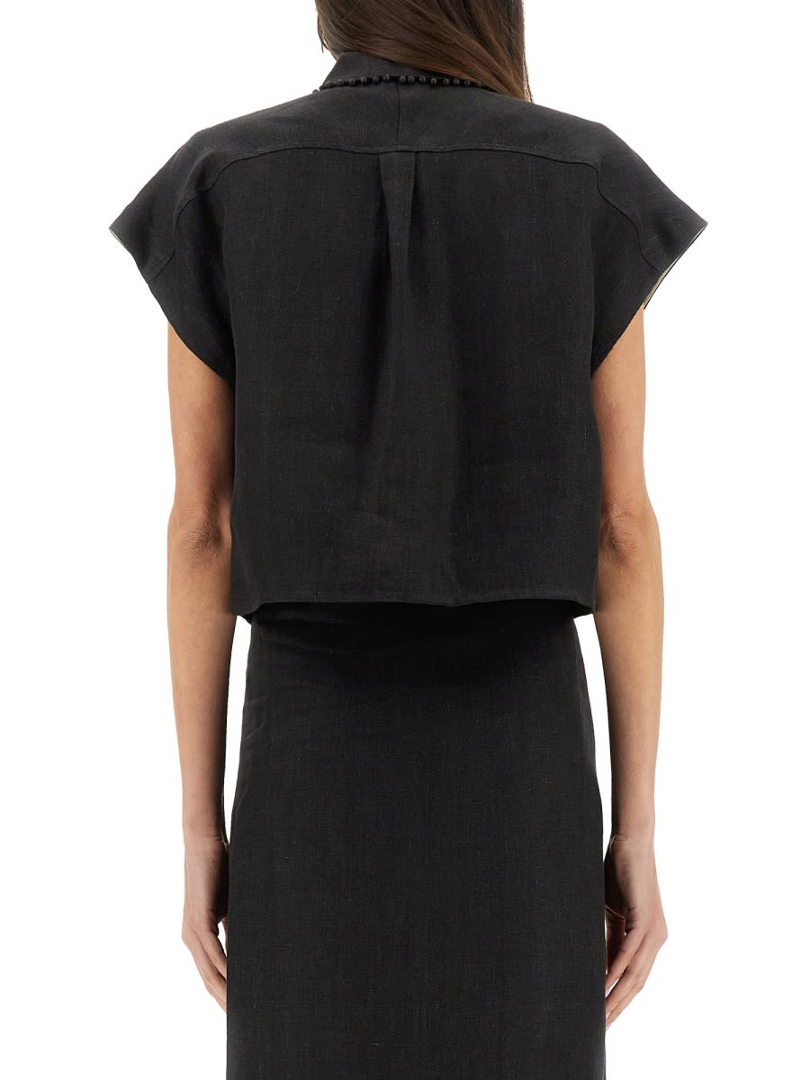 Shop Alysi Linen Shirt In Grey