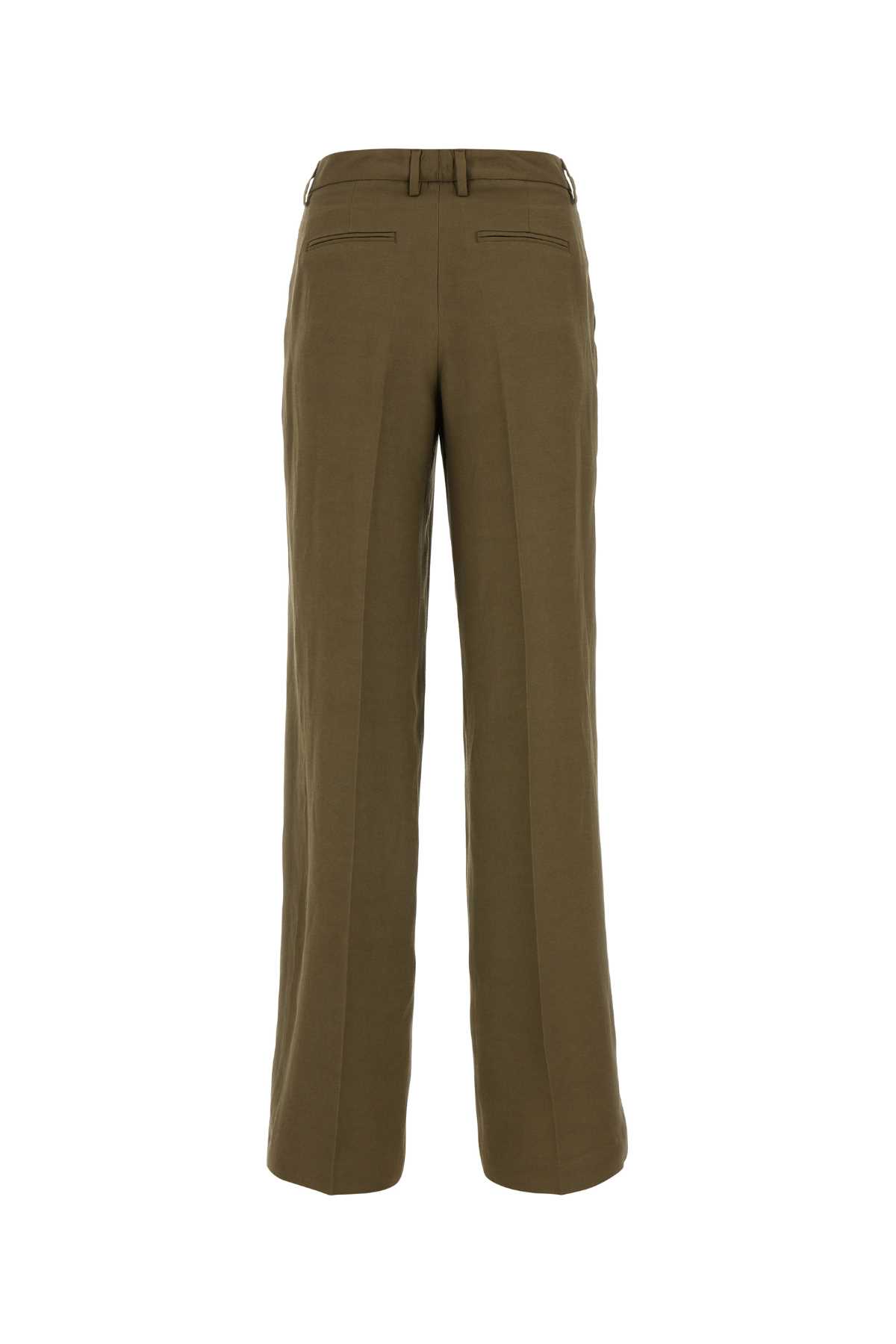 Pt01 Army Green Viscose Blend Pant In Cachi