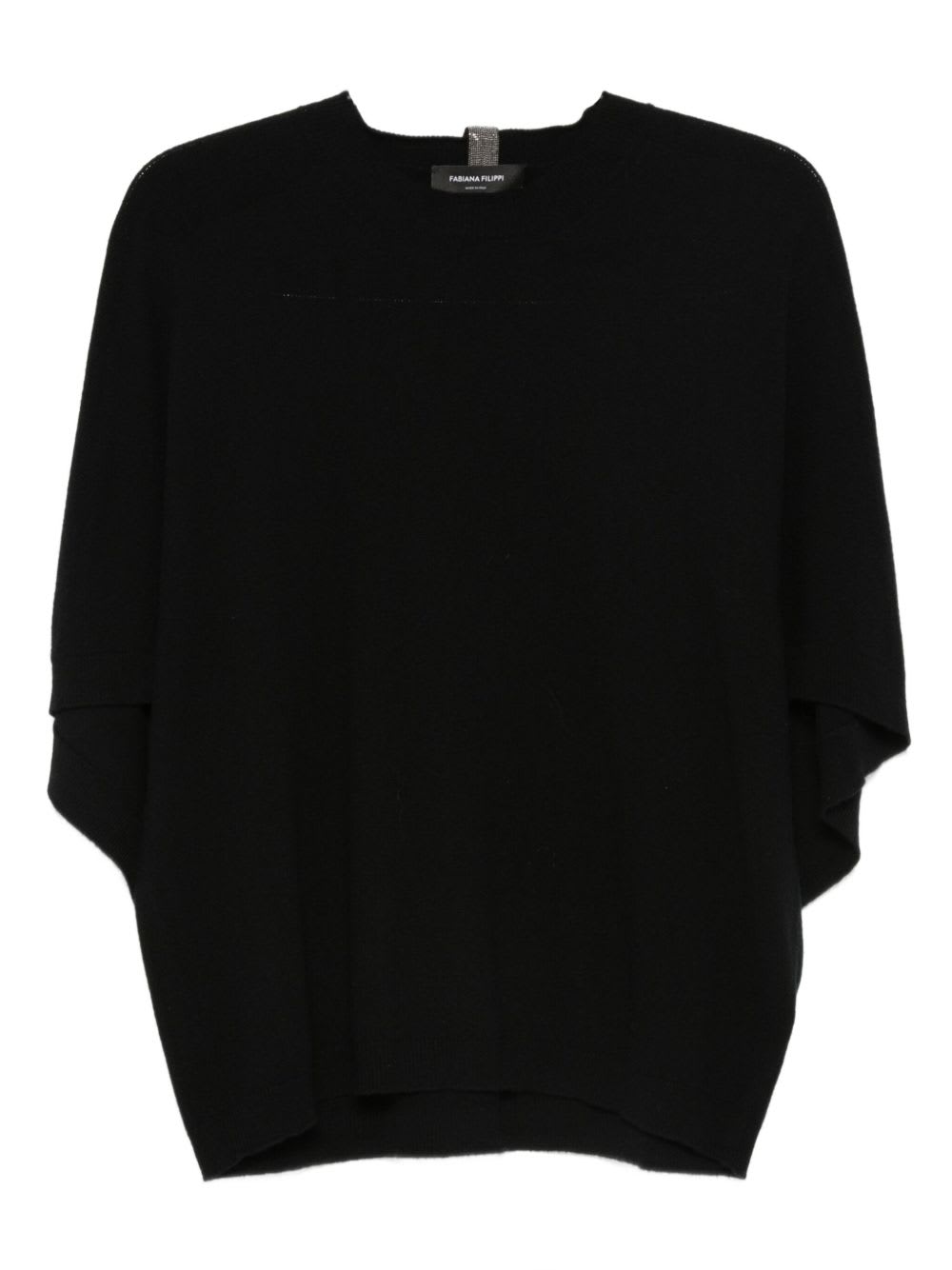 Fabiana Filippi Wool Blend Batwing Sleeve Top In Black
