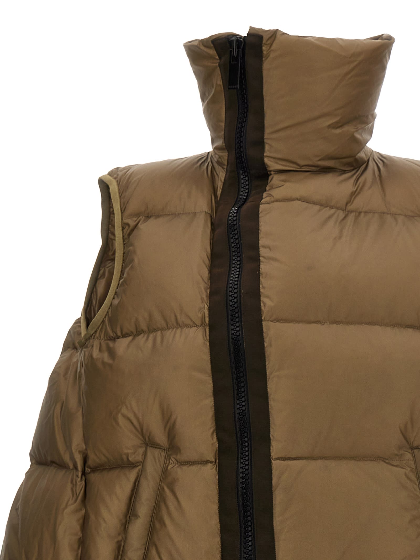 Shop Sacai Flared Padded Vest In Beige