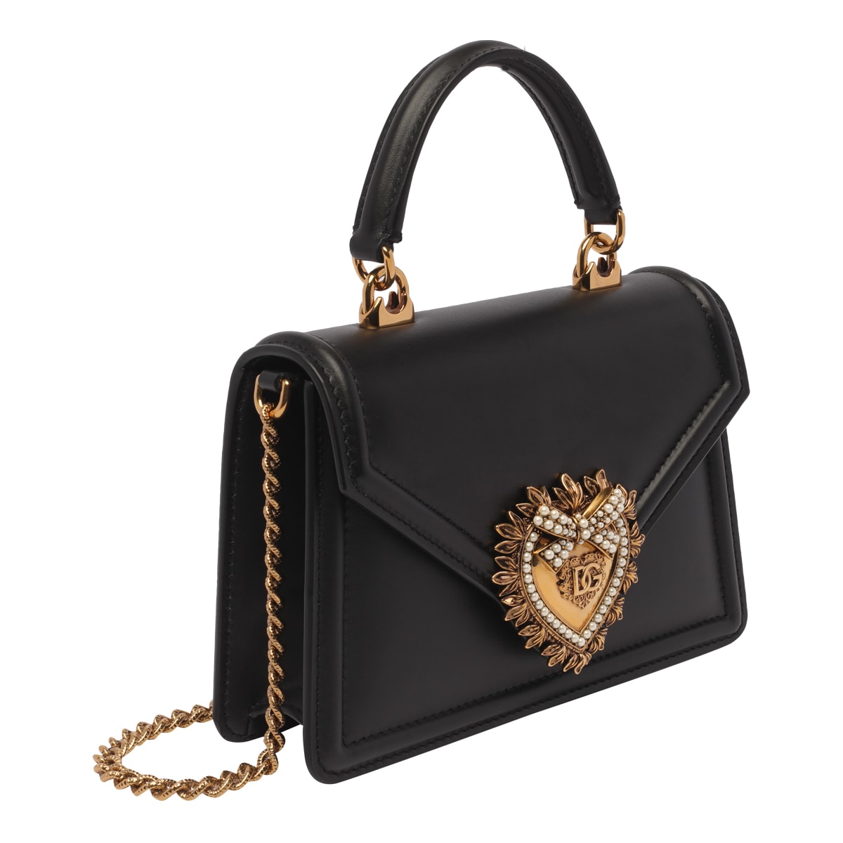 Shop Dolce & Gabbana Small Devotion Handbag In Black