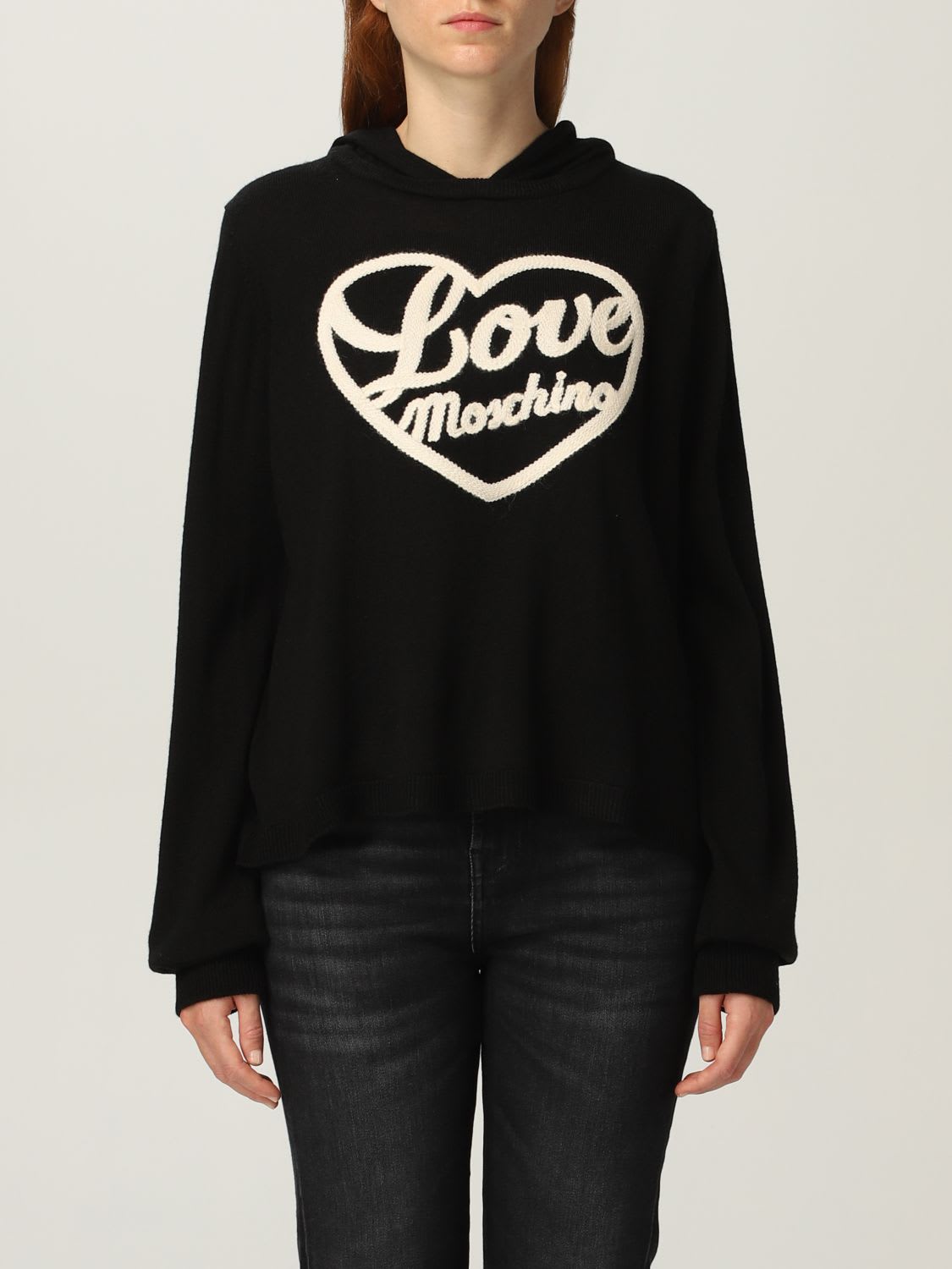 Love Moschino Sweater With Hood And Heart Logo