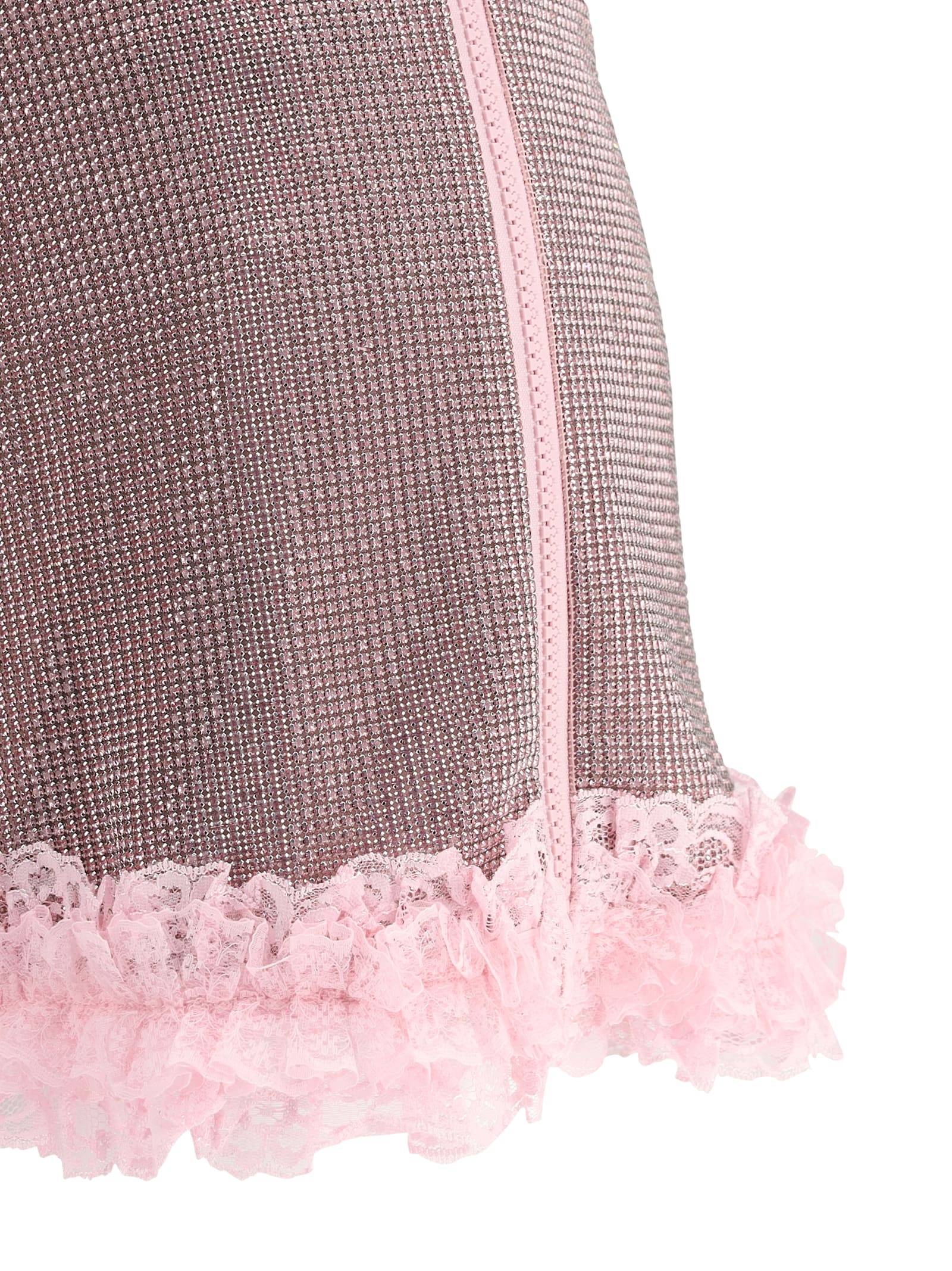 Self-portrait Crystal Miniskirt In Pink