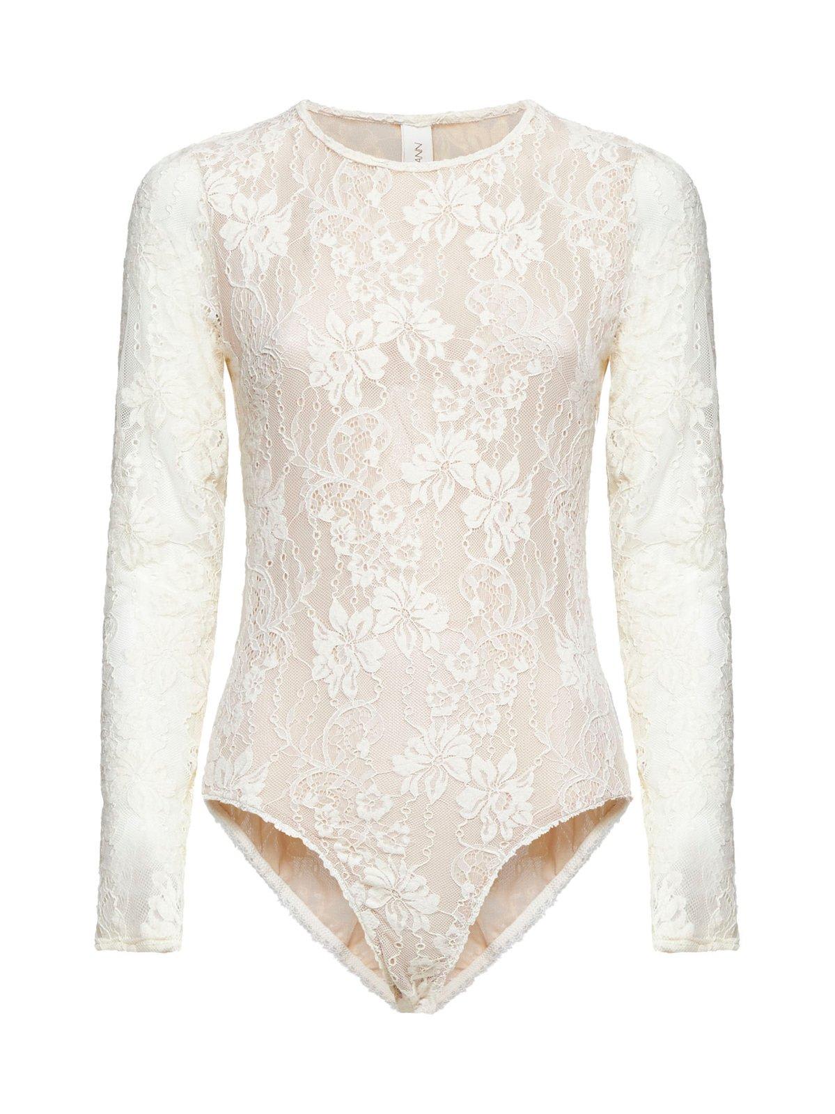 Shop Zimmermann Long-sleeved Laced Bodysuit In Natural