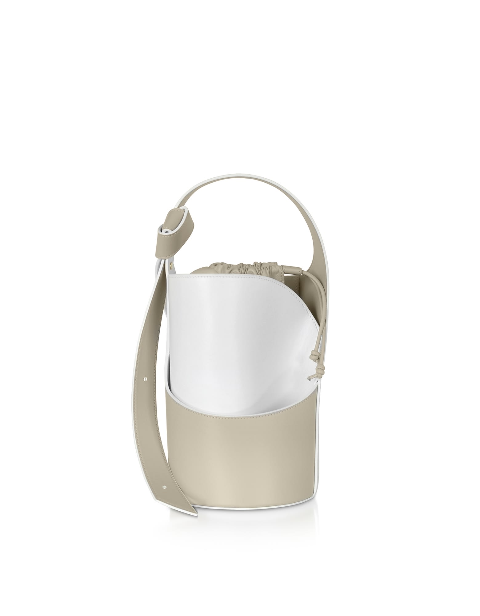 Giaquinto Lily Mini Egret White Bucket Bag