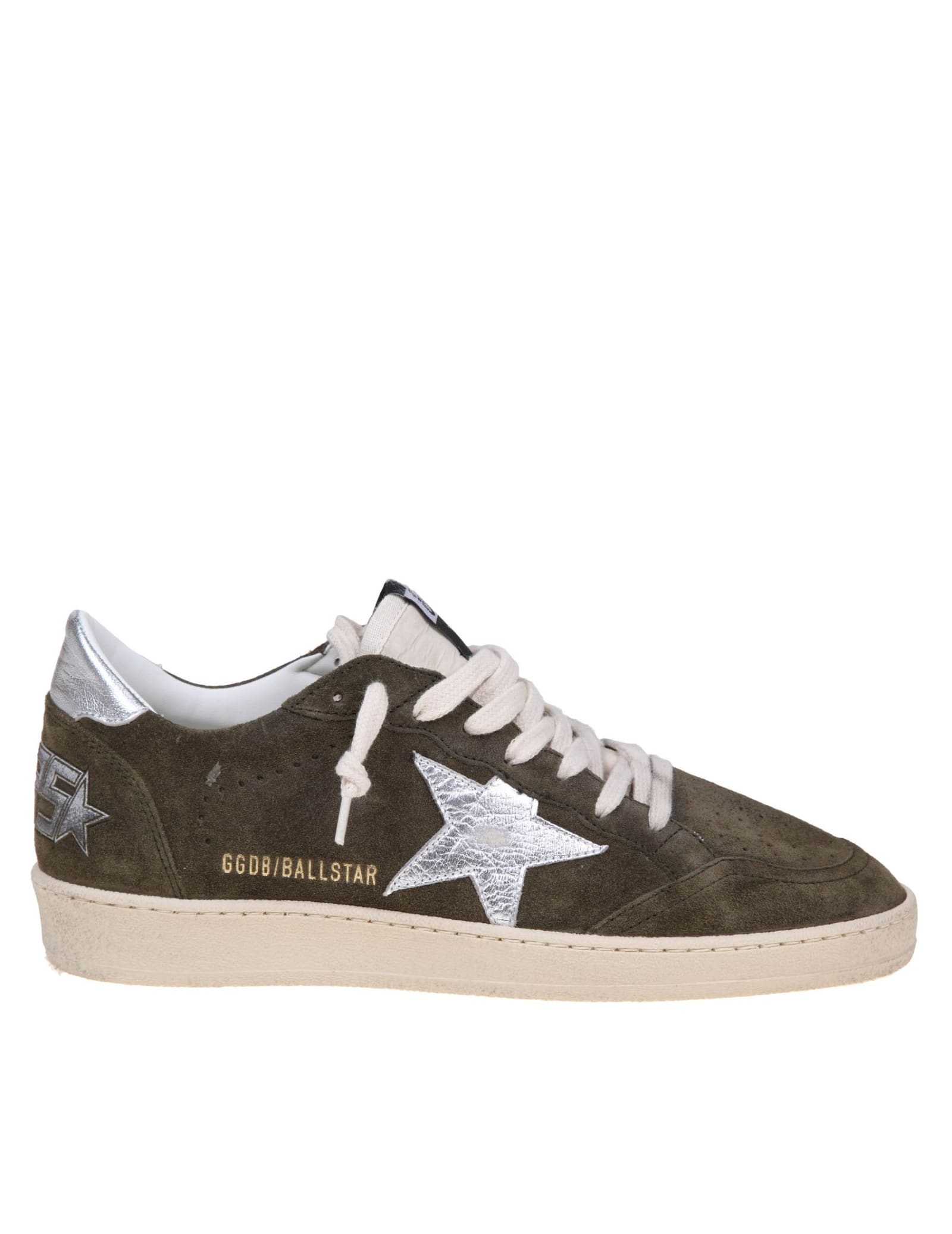Shop Golden Goose Ball Star Sneakers In Olive Green Suede