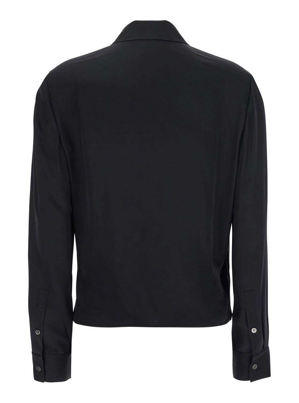 Theory Black Blouse With Peak Revers And Crossover Neck In Black