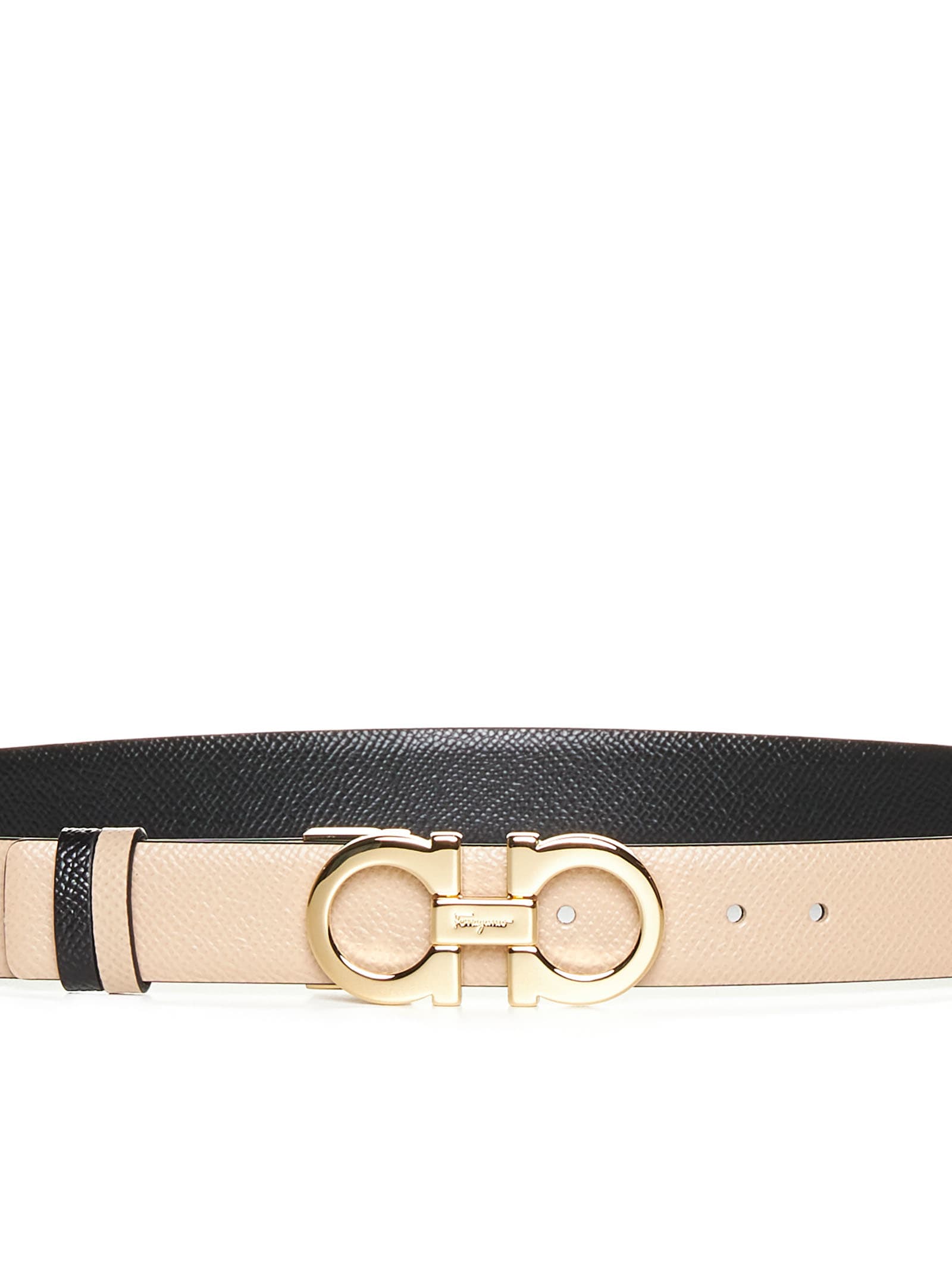 Shop Ferragamo Belt In Macadamia || Nero