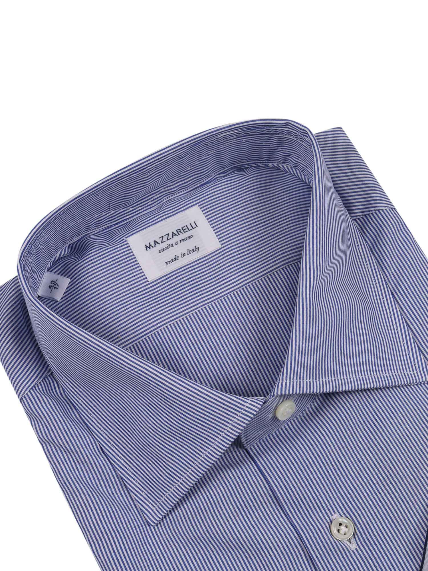 Mazzarelli Striped Cotton Slim Fit Shirt In Blue