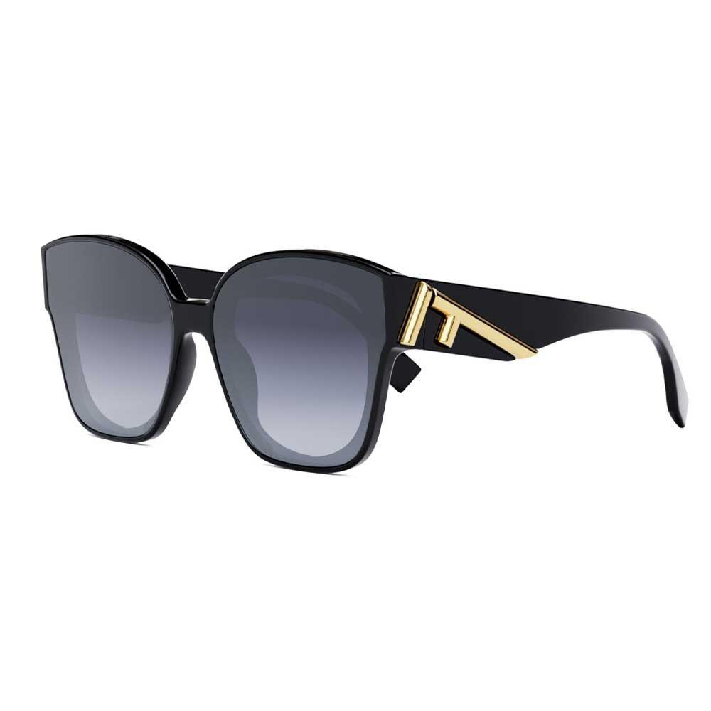 Shop Fendi Square Frame Sunglasses In 01w - Black