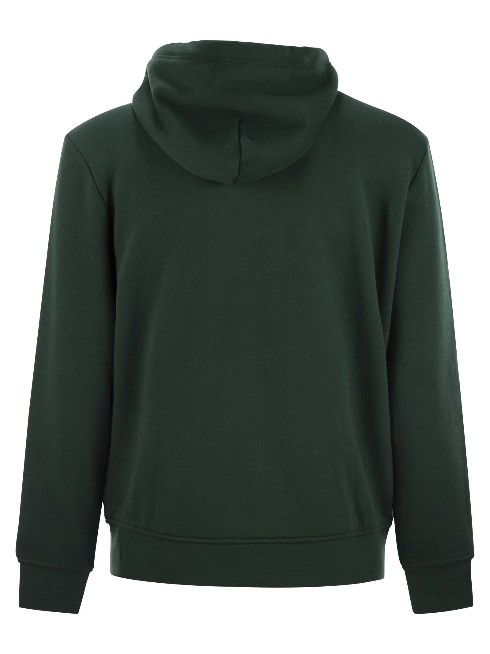 Shop Polo Ralph Lauren Rl Sweatshirt With Hood And Logo In Green