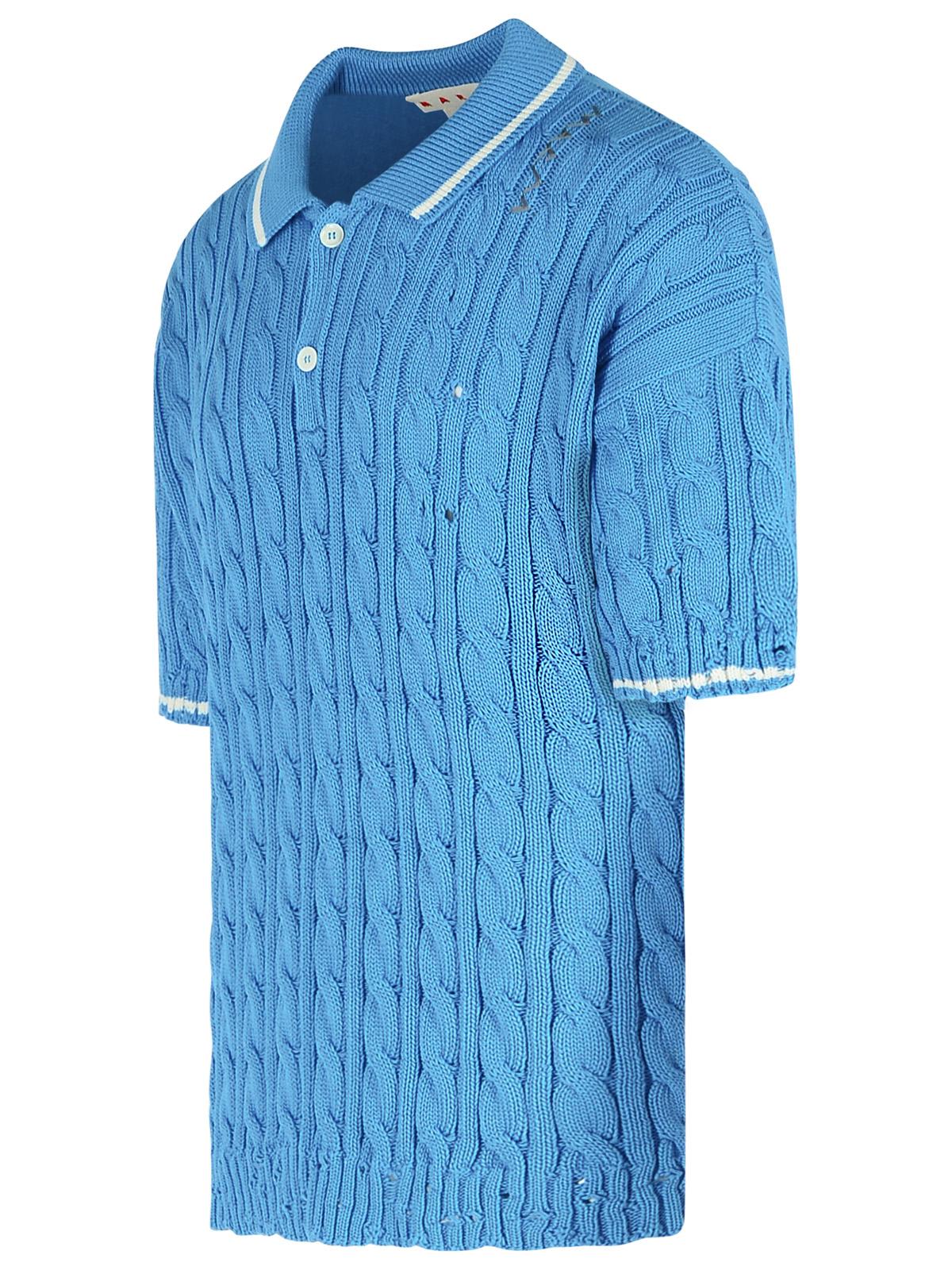 Marni Short Sleeve Polo Shirt In Blue