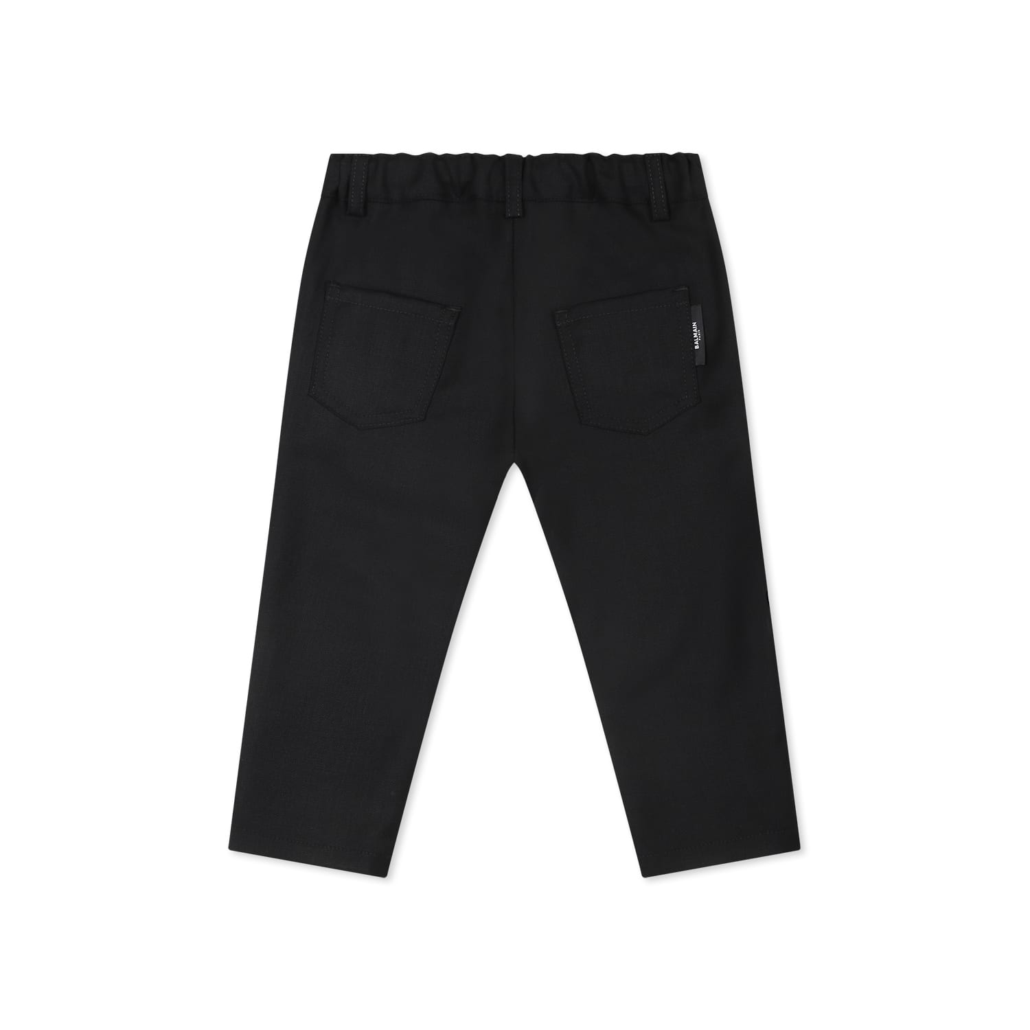 Balmain Black Trousers For Baby Boy With Logo In Black