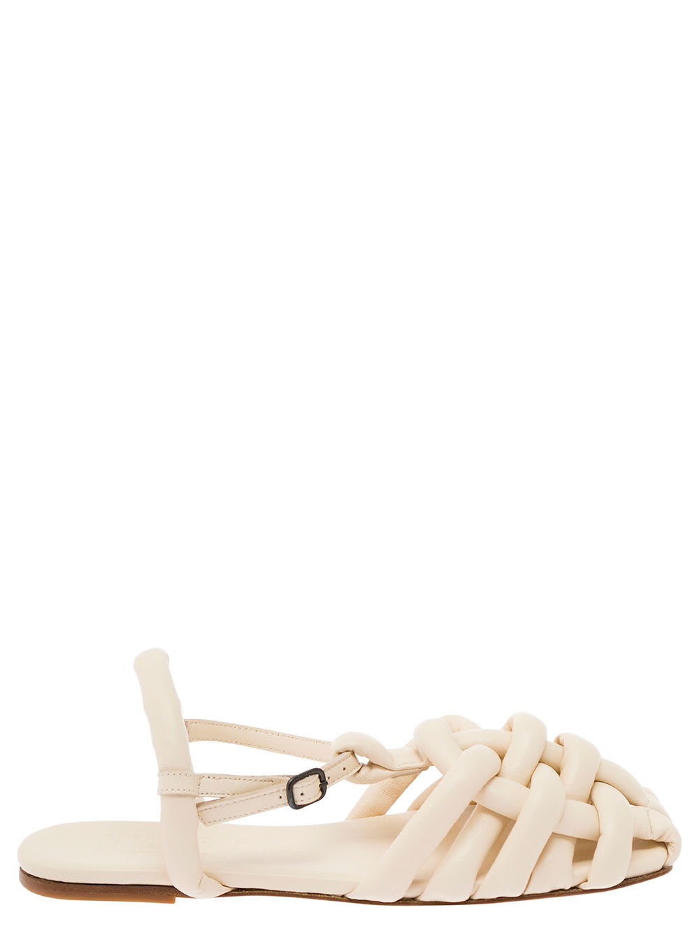 Shop Hereu Cabersa White Sandals In Woven Leather Woman