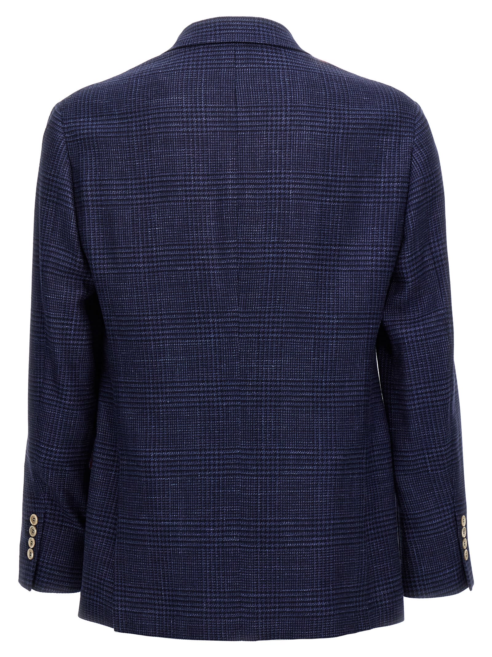 Shop Brunello Cucinelli Check Single-breasted Blazer In Blue