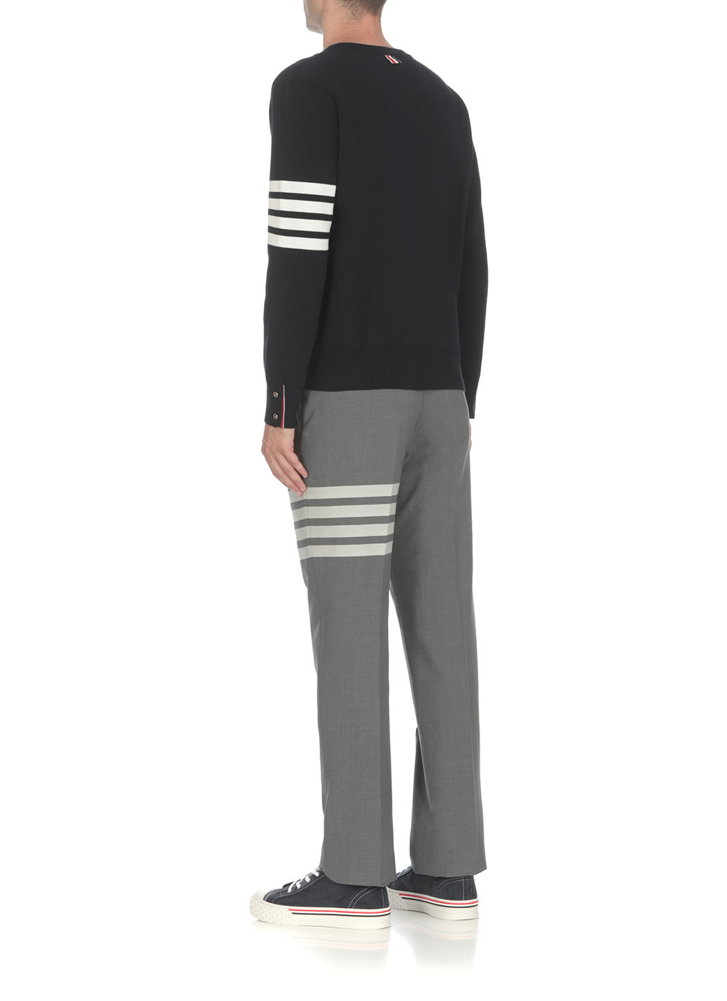 Thom Browne 4-bar Stripe Virgin Wool Jumper In Blue