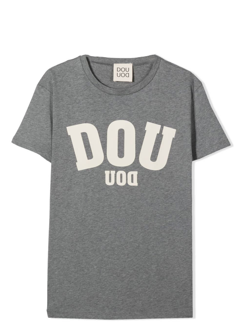 Shop Douuod T-shirt With Print In Grigio Melange