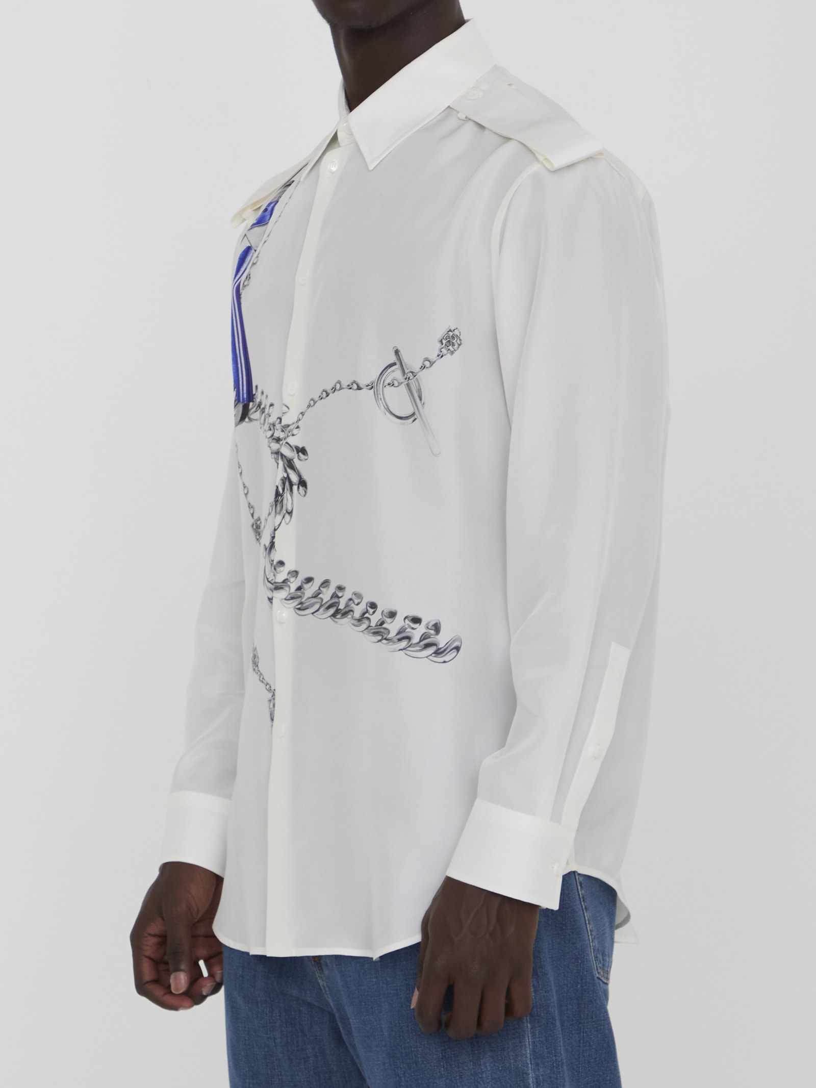 Shop Burberry Shirt With Knight Motif In White