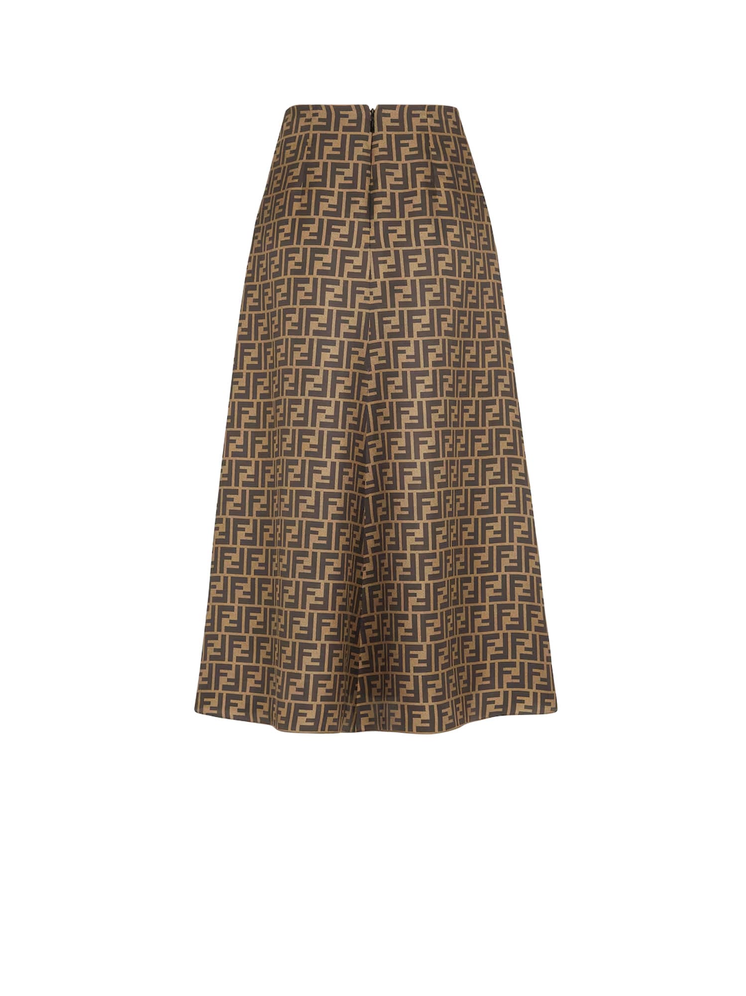 Fendi Ff Twill High-waisted Skirt In Brown
