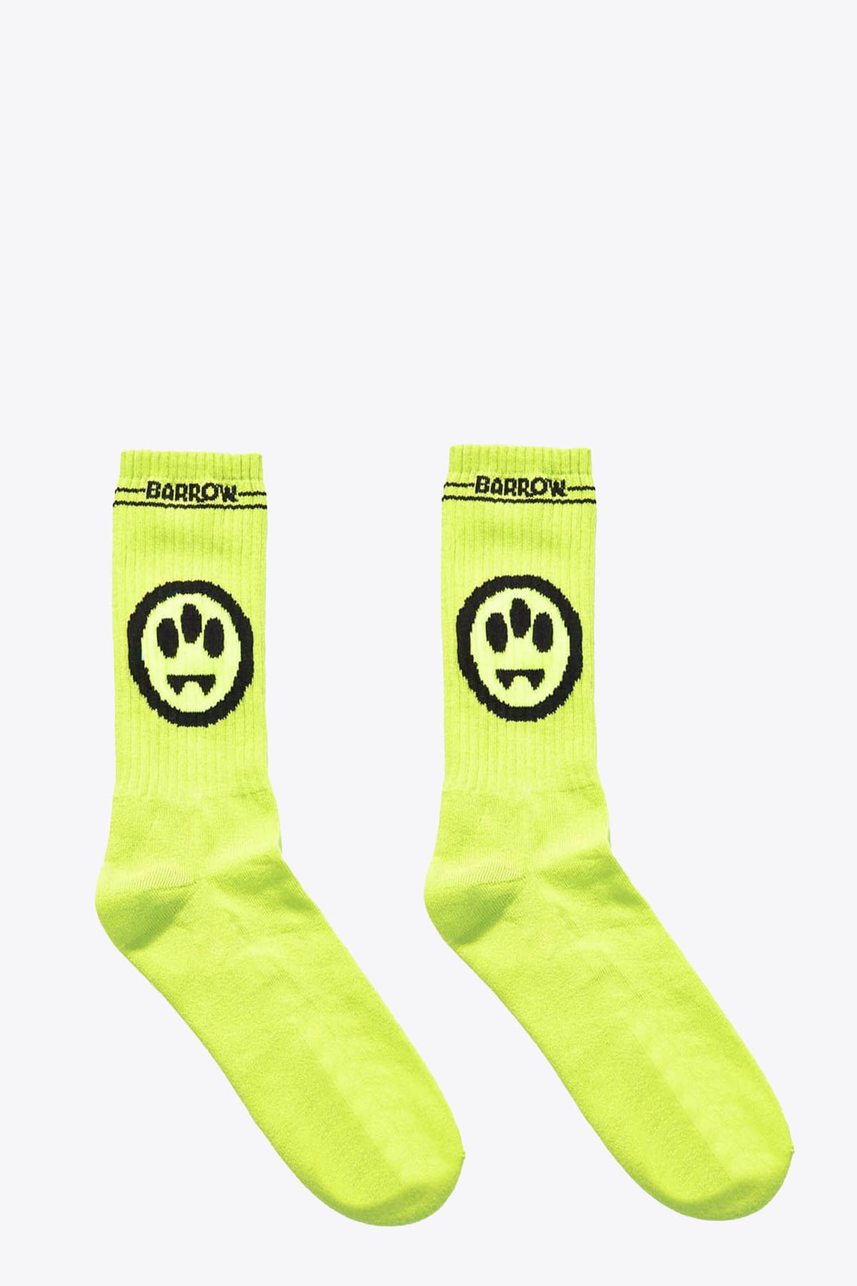 Barrow Socks Neon yellow ribbed cotton socks with smile