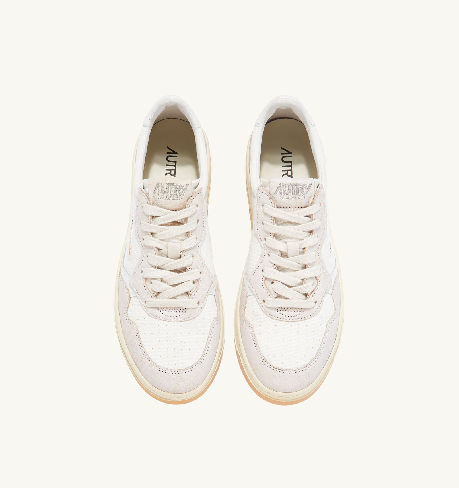 Shop Autry Medalist Low Canvas Sand In White