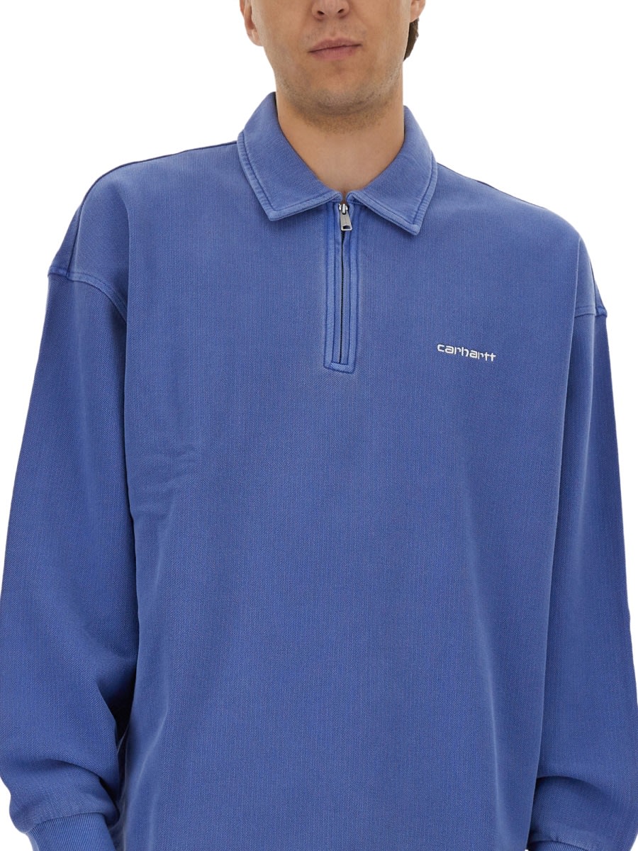 Carhartt Jersey Piquescript In Blue