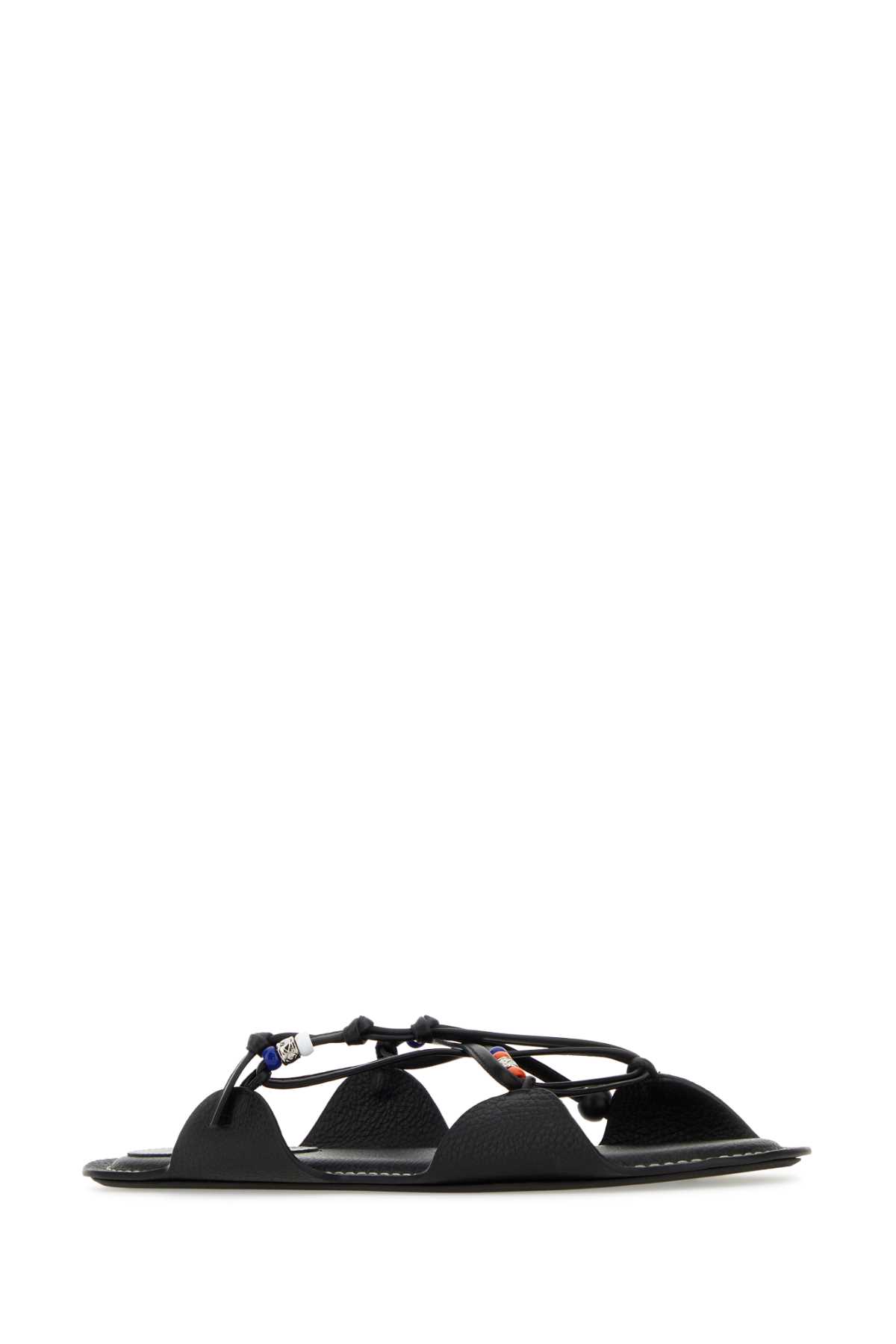 Shop Marni Black Leather Slippers In 00n99