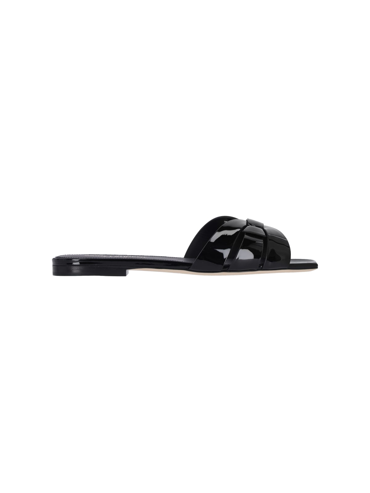Saint Laurent Tribute 05 Leather Nu Pieds Flat Sandals In Black
