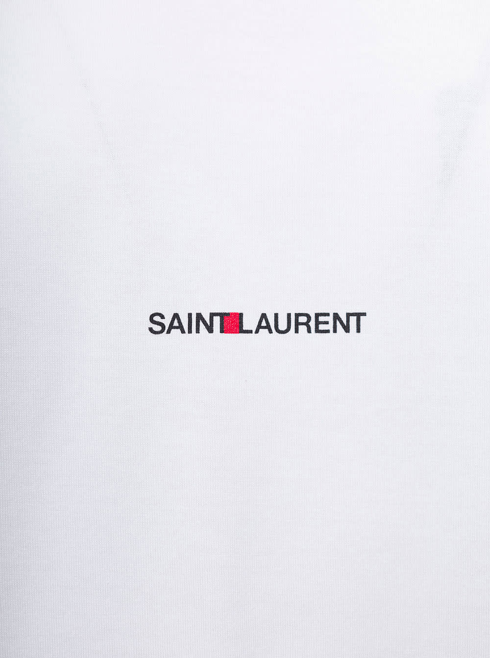 SAINT LAURENT BASIC WHITE T-SHIRT WITH MIIDDLE LOGO PRINT IN COTTON WOMAN 