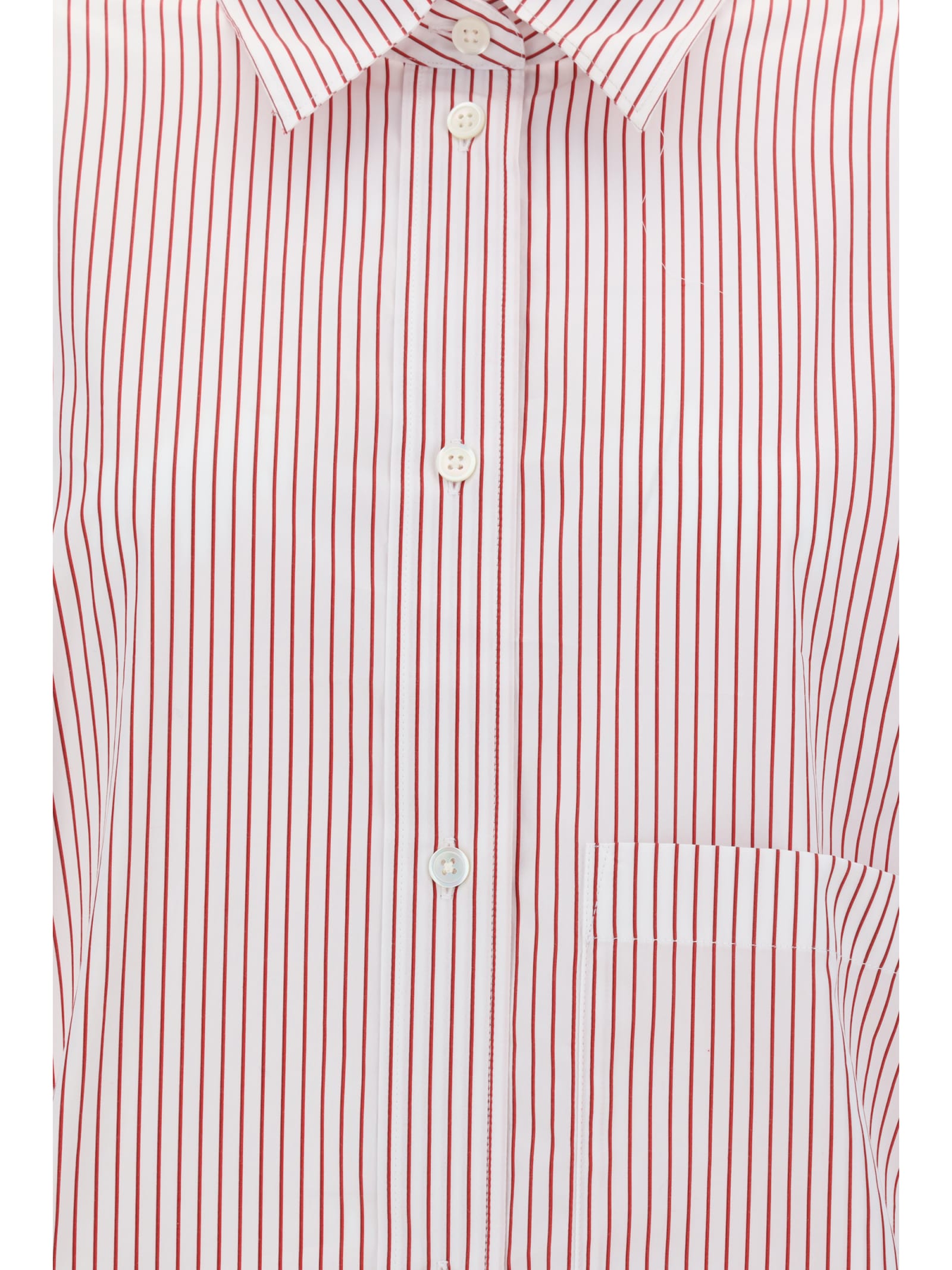 Shop Rohe Shirt In White / Port Stripe