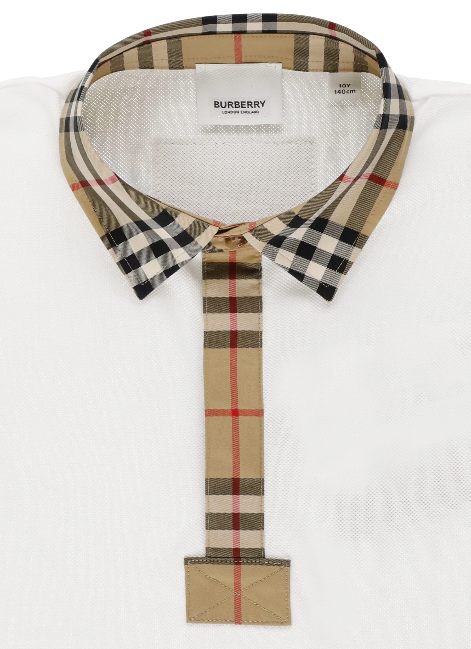 Shop Burberry Vintage Check Trim Cotton Pique Polo Shirt