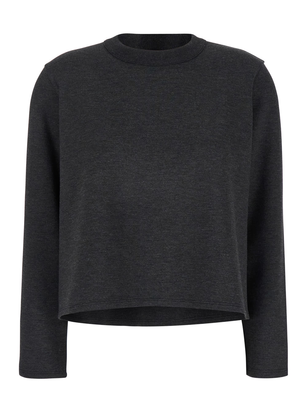 Shop Theory Grey Crop Sweater In Stretch Fabric Woman